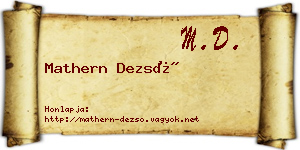 Mathern Dezső névjegykártya